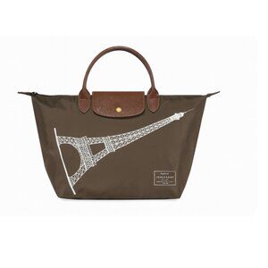 New Longchamp Le Pliage Eiffel Tower Limited Edition Medium Tote - Olive